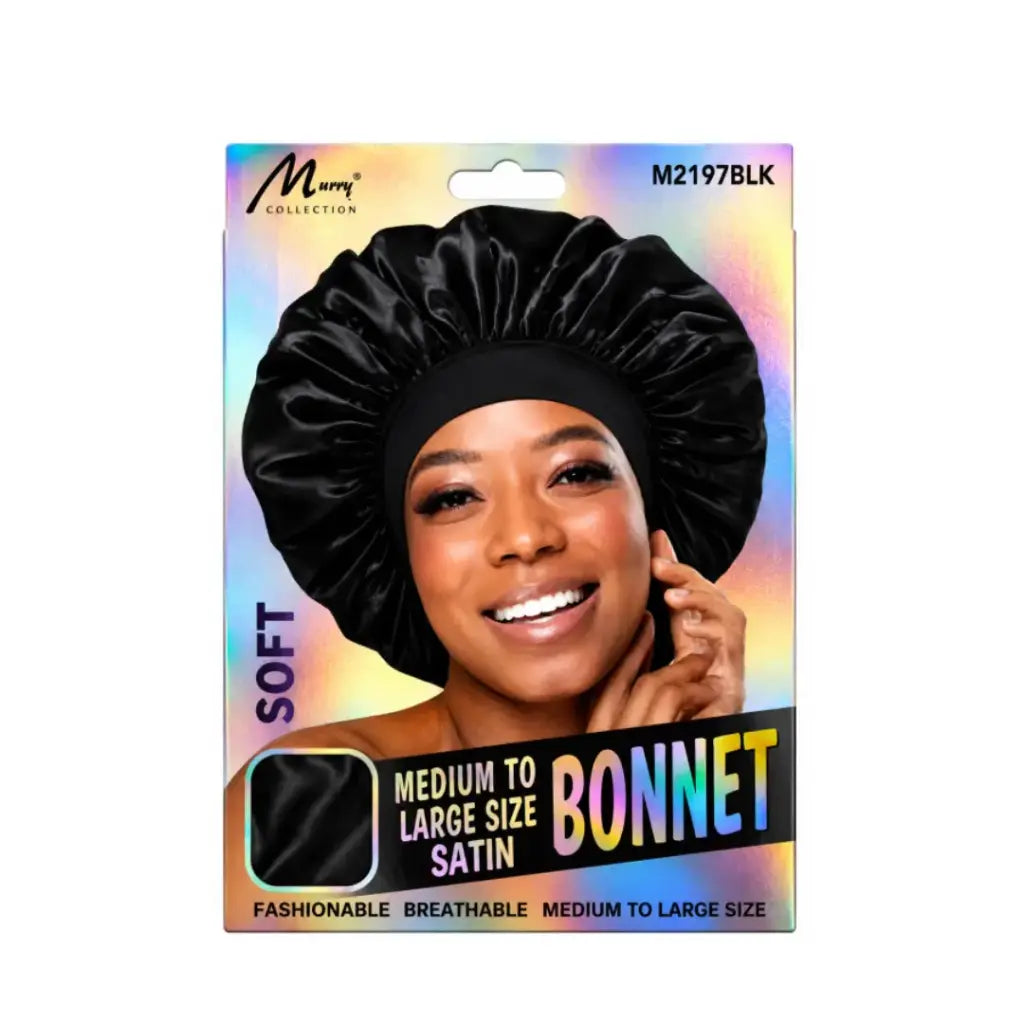 Murry Soft Satin Bonnet Medium to Large Black