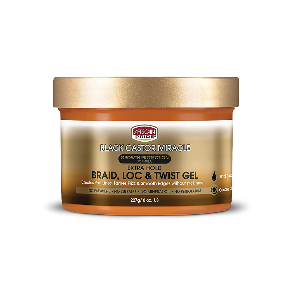 African Pride Black Castor Miracle Braid Loc & Twist Gel 8oz./355ml
