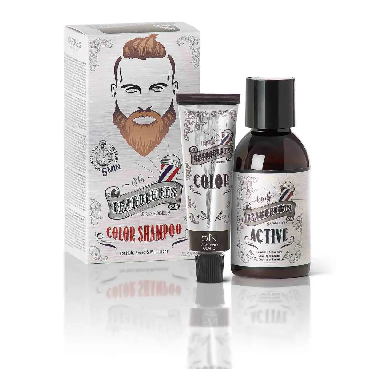 Beardburys Farbshampoo - Light Brown 5N Color 30ml - Active 45ml